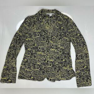 Diane Von Furstenberg Silk Abstract Pattern Open Front Blazer Jacket Women Sz 4